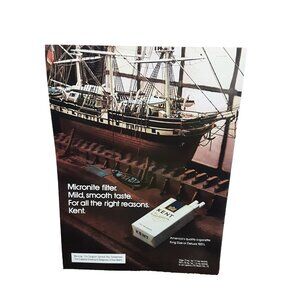 1973 Kent Cigarettes With Model Ship Original Print Ad